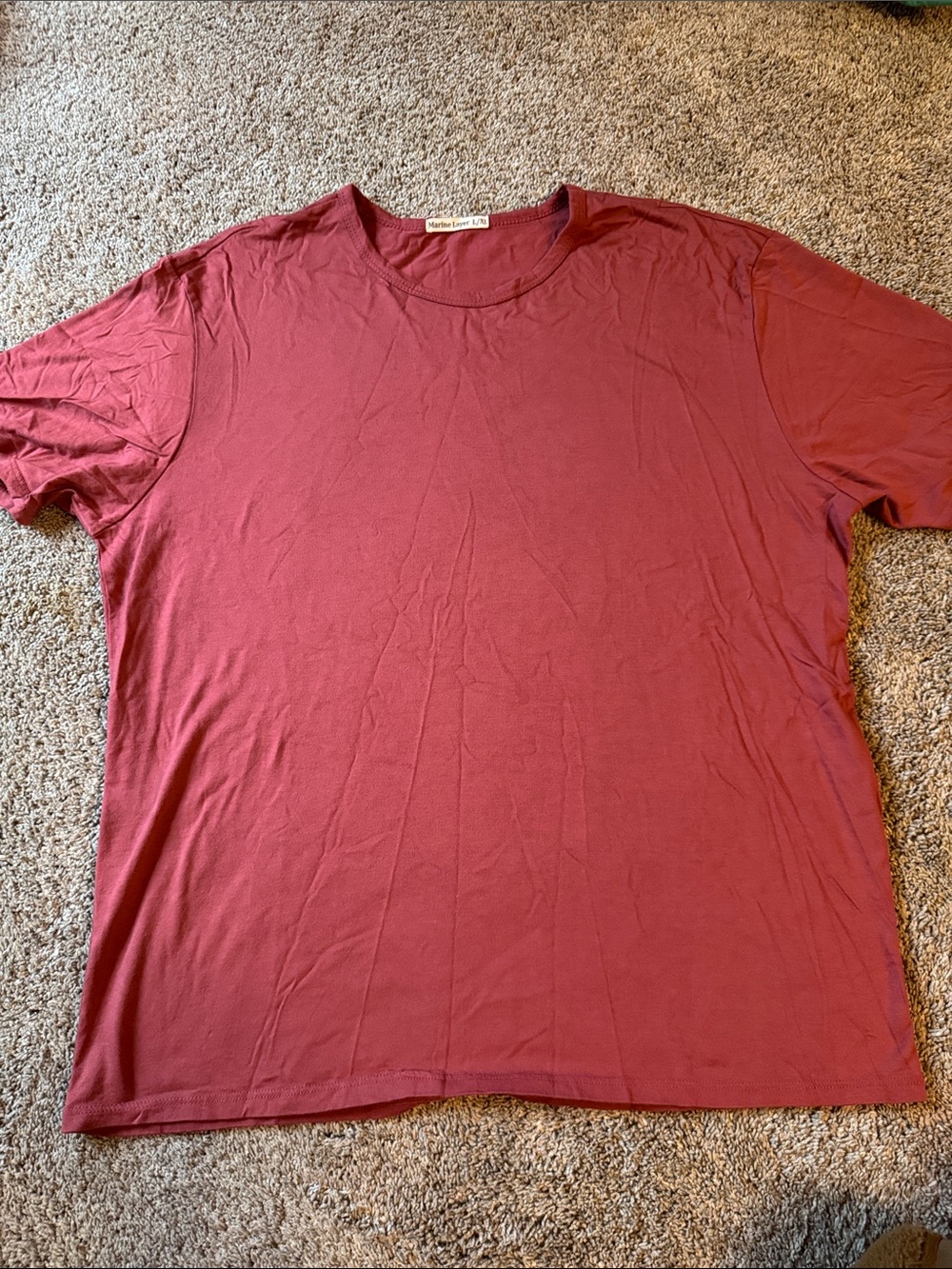 Marine Layer Men's Short Sleeve Crew Tee in Burgundy Red